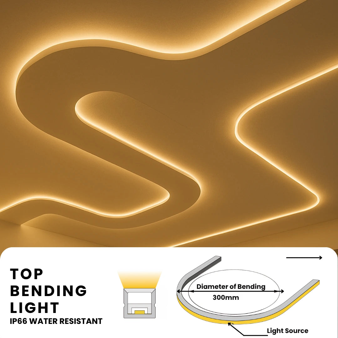 Flexible 10x10 top view silicone channel – Easy installation with LED strips