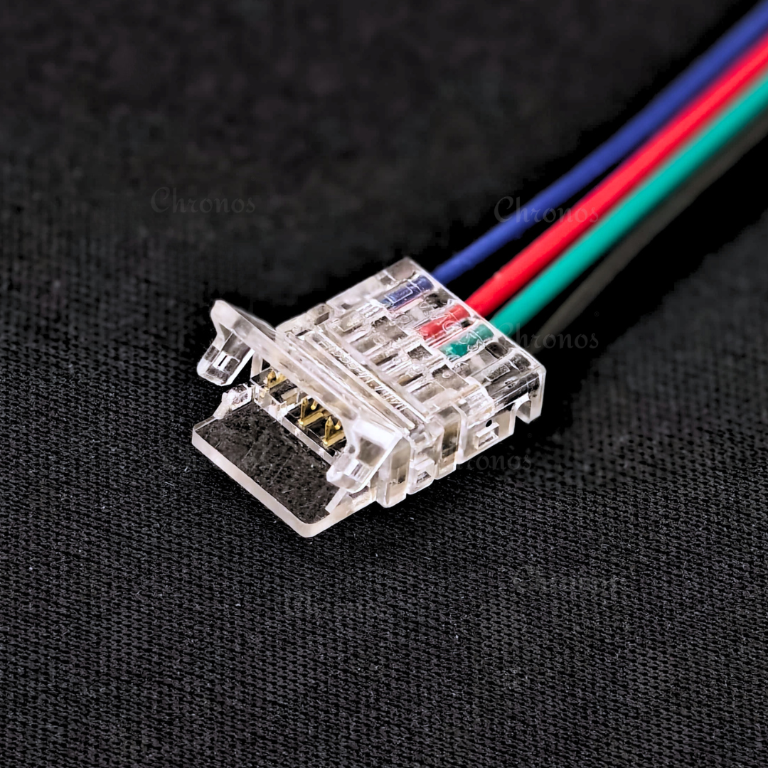 Proper alignment of LED strip copper pads with connector pins.