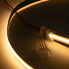 Flame-retardant housing of LED connector for safety and durability.