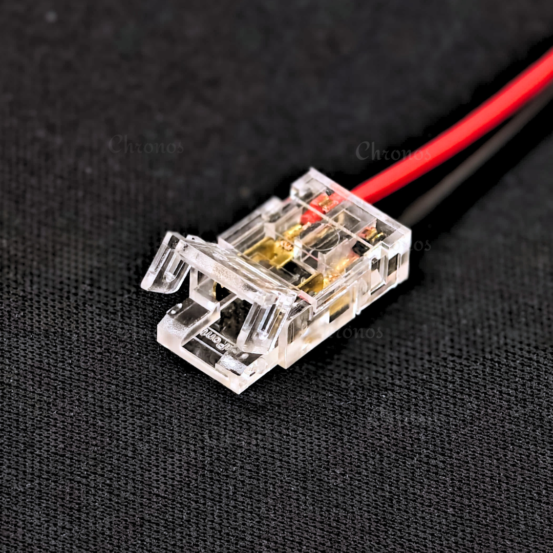 Full set of LED strip connectors including L, T, straight and wire connectors.