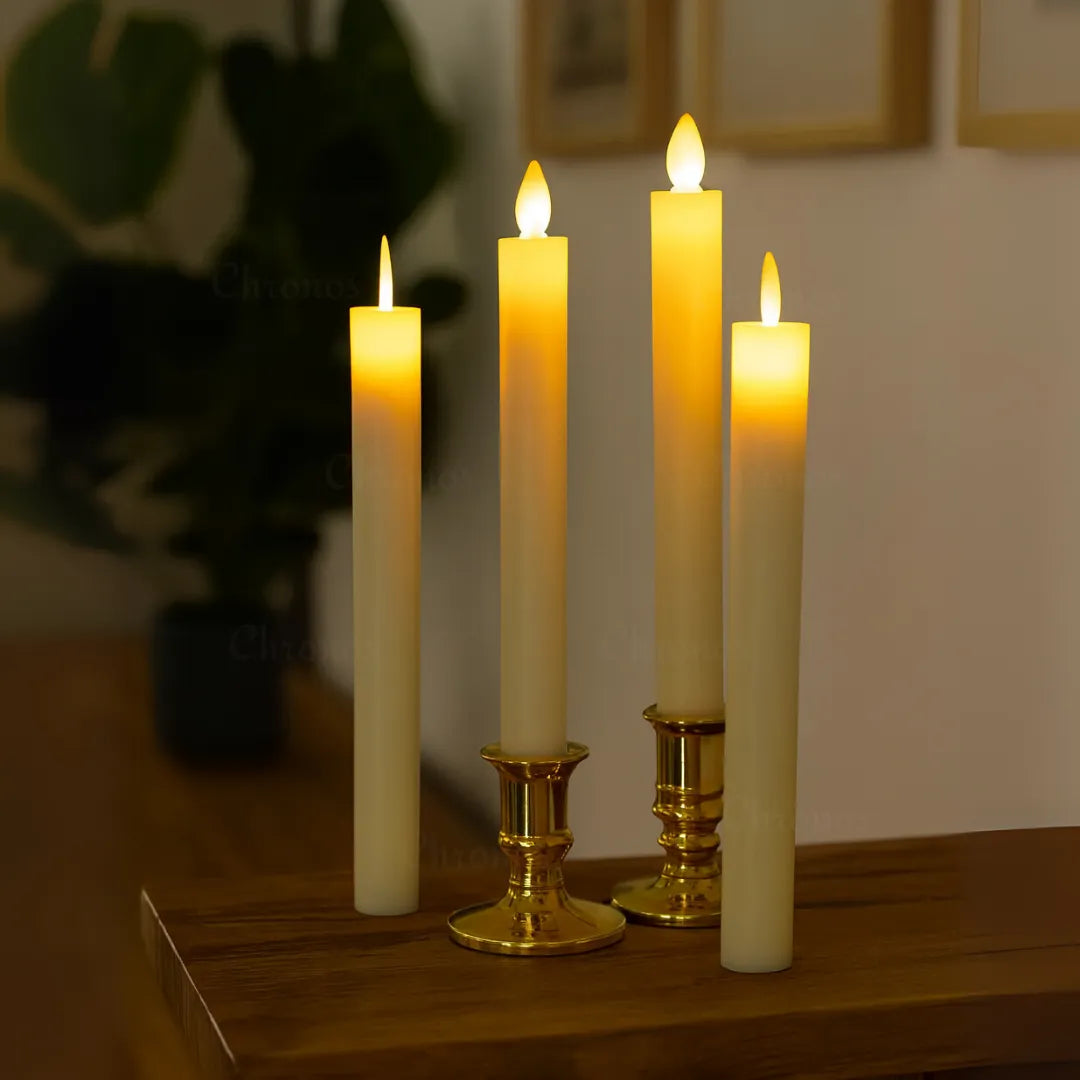 LED Swing Candle Set with Crystal-Metal Holder for Diwali and Home Décor