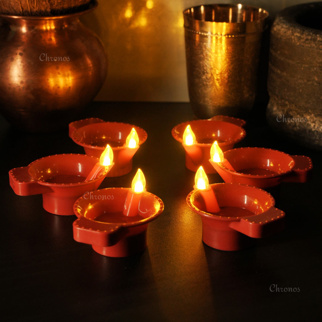 Proudly Made in India LED Brown Diyas with water sensor technology for traditional Diwali décor