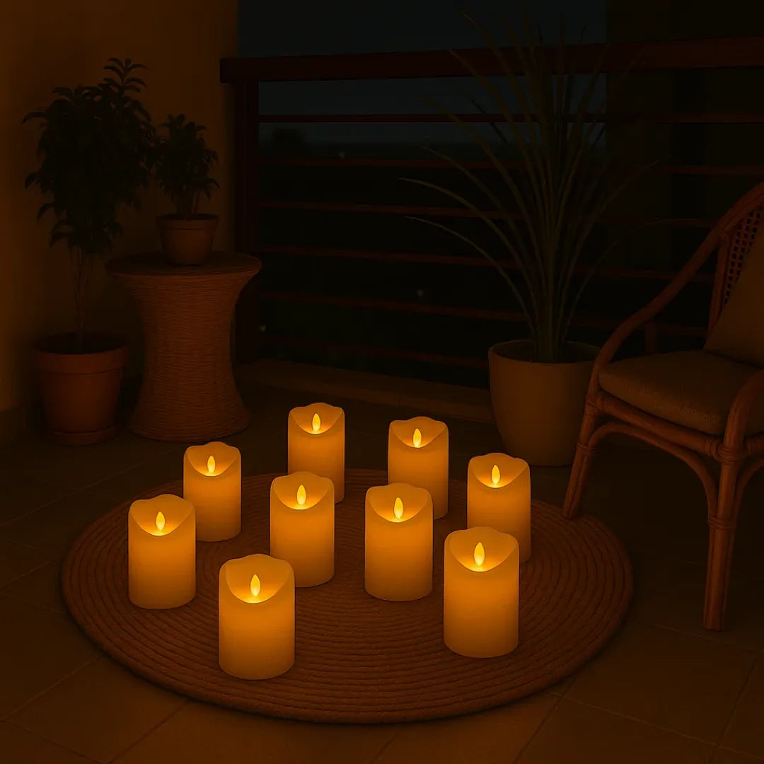 LED pillar candles available in multiple sizes from 4 to 8 inch