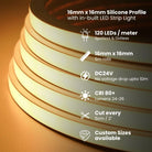Waterproof 16 mm silicone neon profile, IP65 grade.