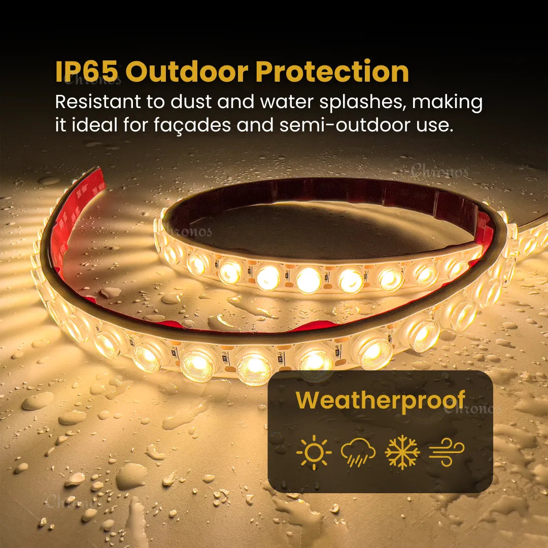 Outdoor architectural LED wall washer with smooth warm white wall washing effect