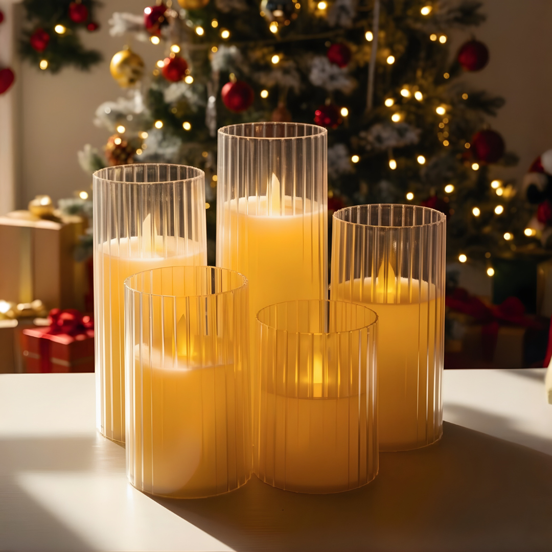 Pleated LED candle for festive and holiday dรฉcor including Diwali and Christmas