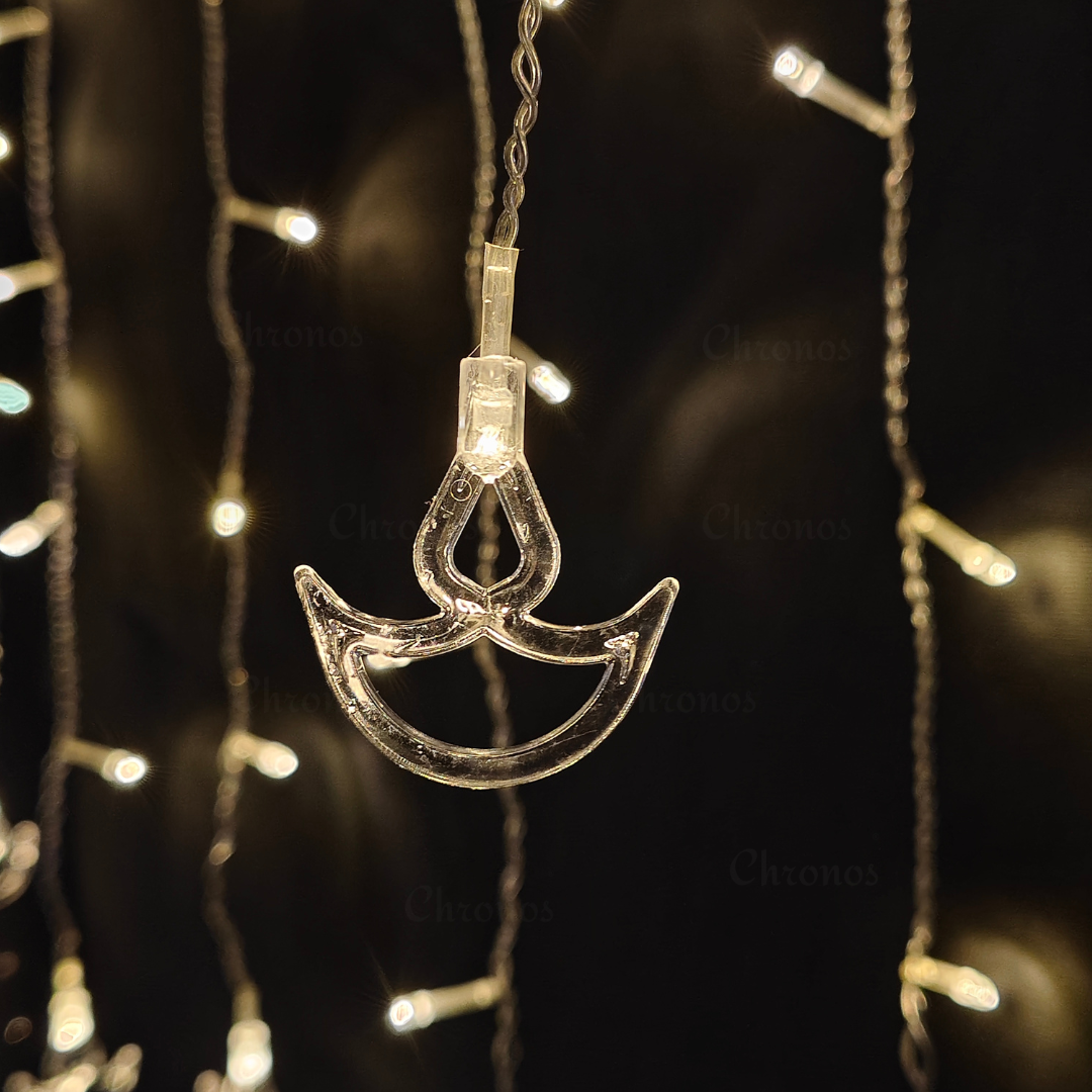 Plug and play golden leaves curtain lights with 220V AC power for easy installation