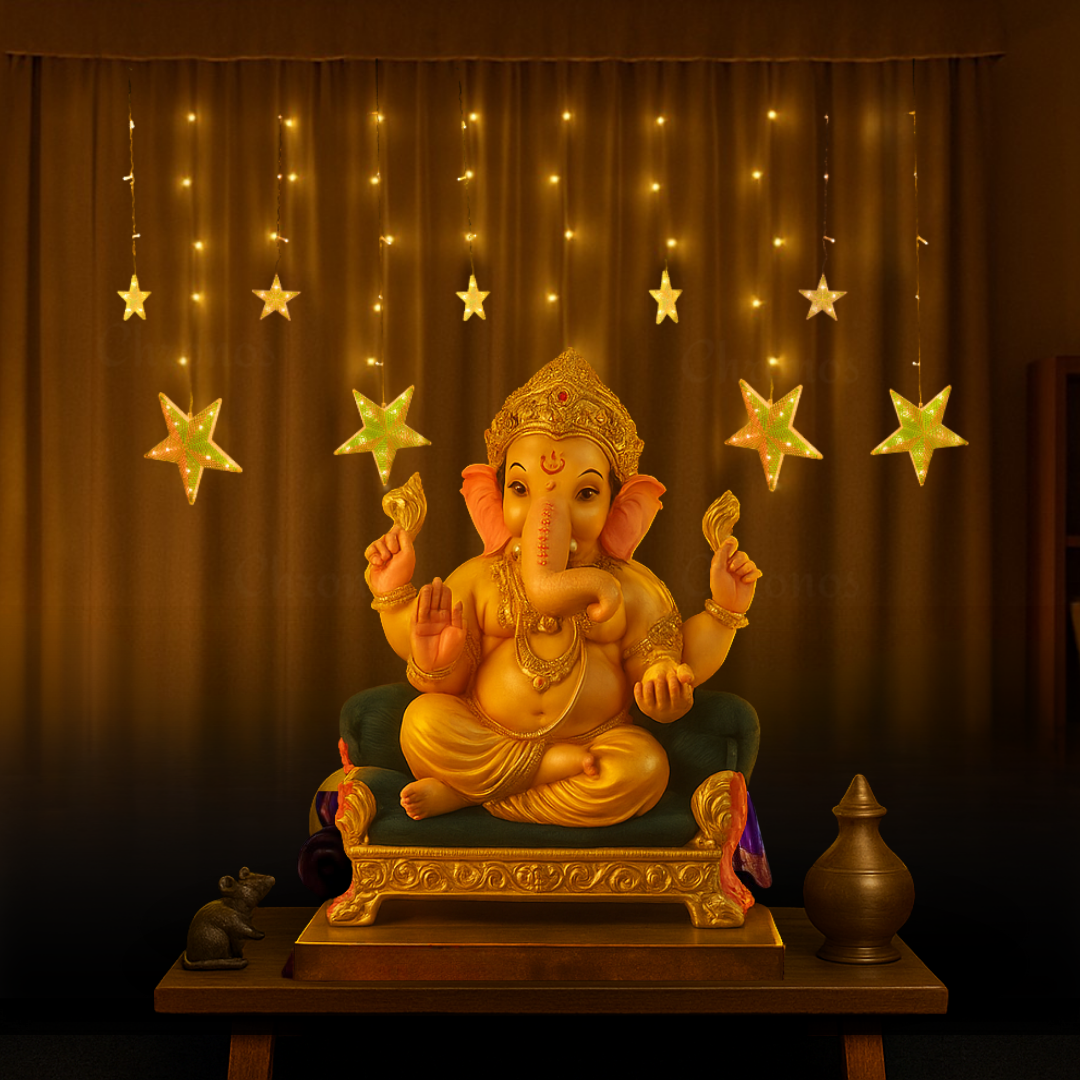 Premium curtain LED lights with 3D star design for luxury decorative setups