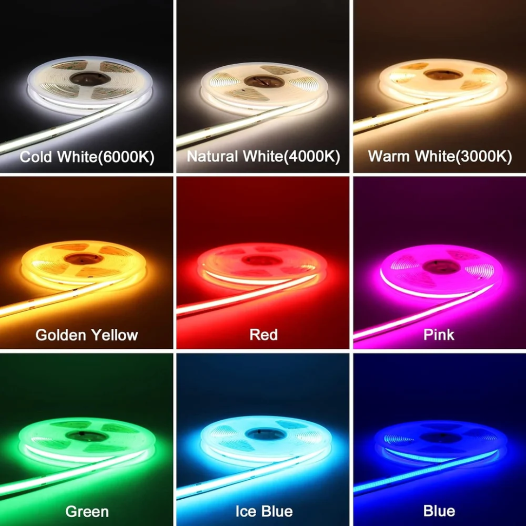 Professional Grade Blue COB LED Strip – 8mm, 12V – Flicker-Free & Stylish