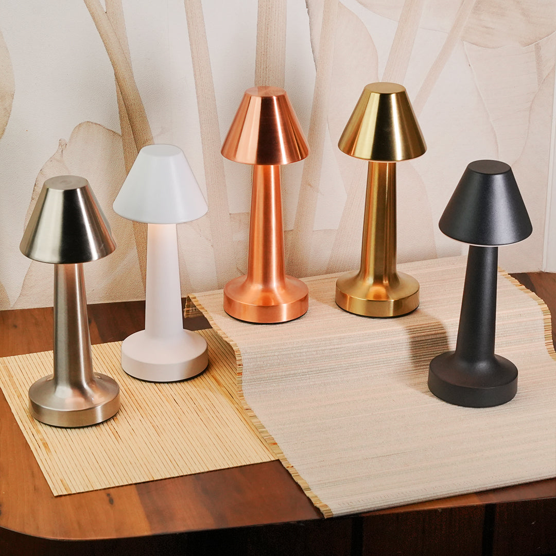 Pyramid rechargeable cordless LED table lamp with modern pyramid design