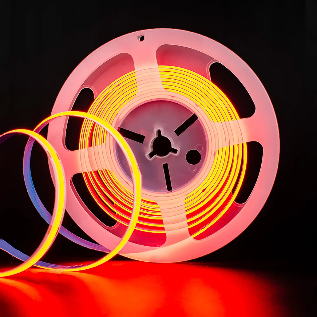 8mm Red COB Dotless LED Strip Light – 12V, 5M, 320 LEDs/m – Bold & Vibrant Lighting
