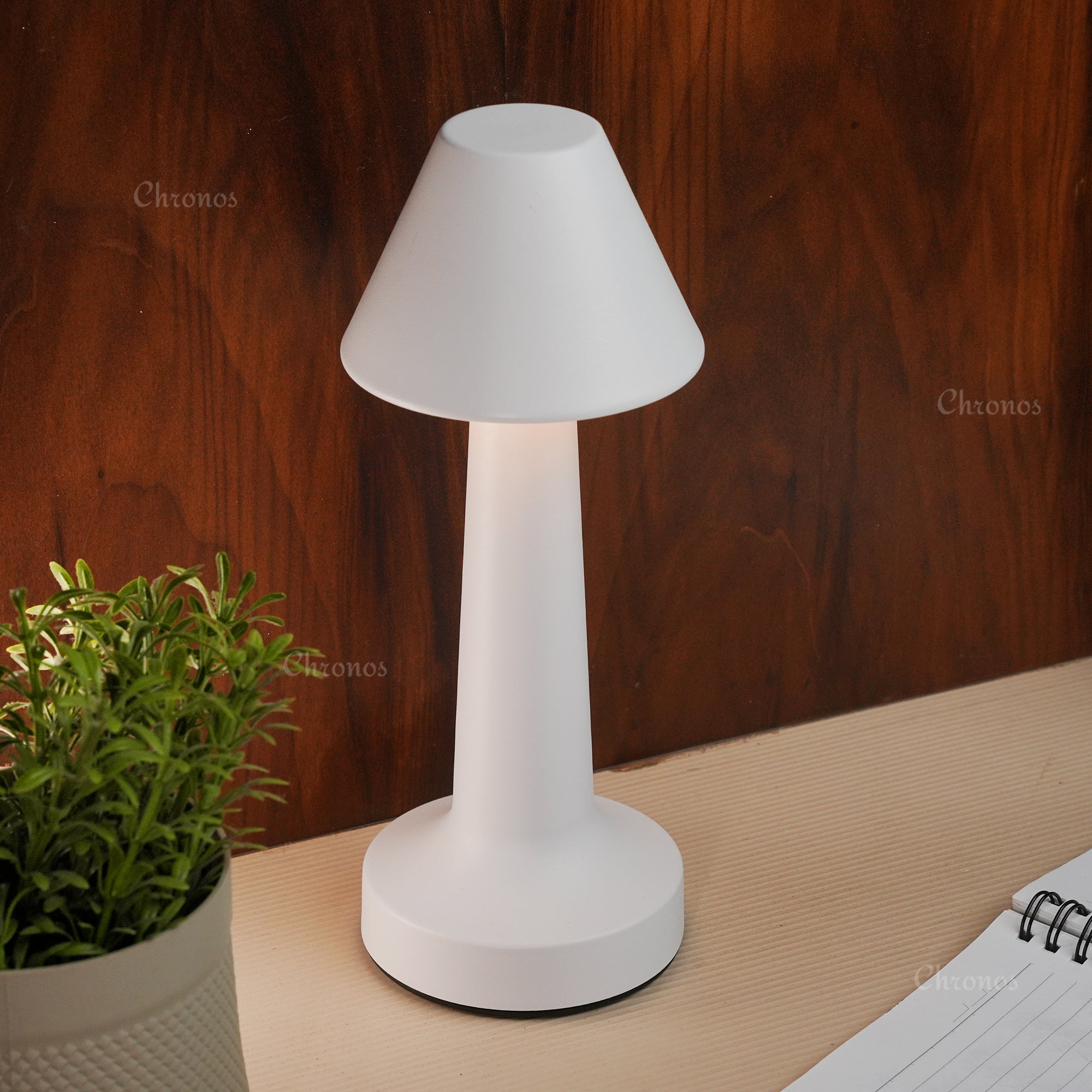 Cordless pyramid table lamp ideal for restaurants, weddings, and events
