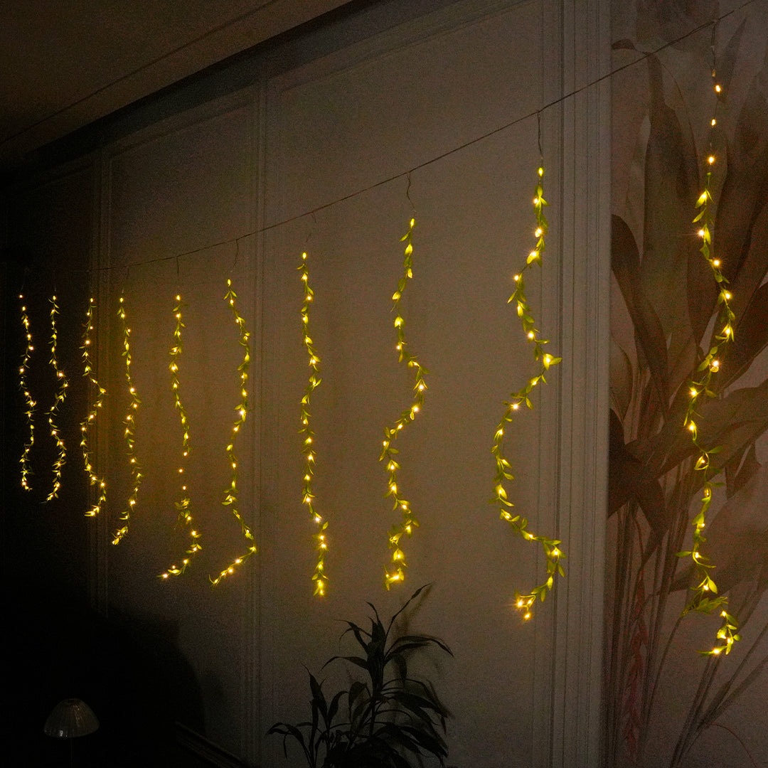 Durable and reusable leaves garland LED curtain lights for festival and home décor – Chronos Lights