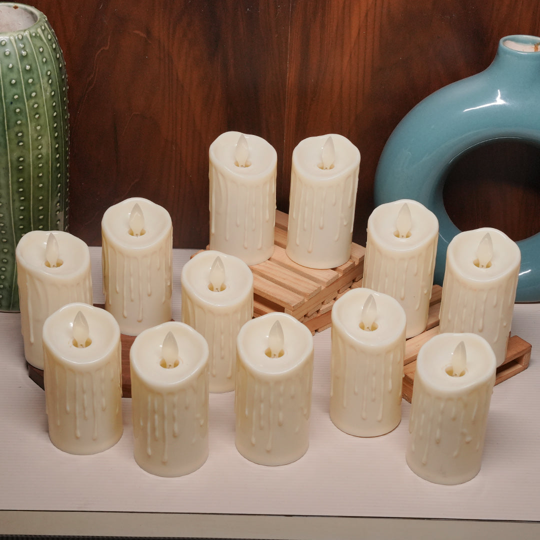 LED moving wick candles for romantic dinner and cozy setup