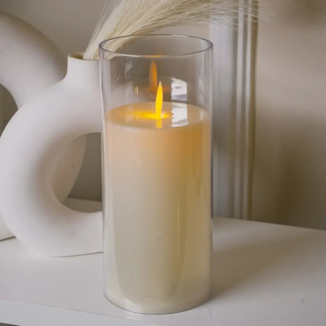 Safe Flameless Acrylic Glass LED Pillar Candle – Ideal for homes with kids and pets