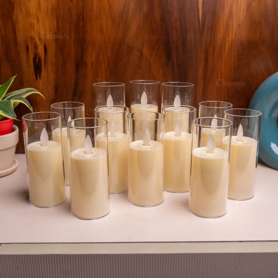 Safe LED pillar candle set for cozy home ambiance without smoke or fire hazards