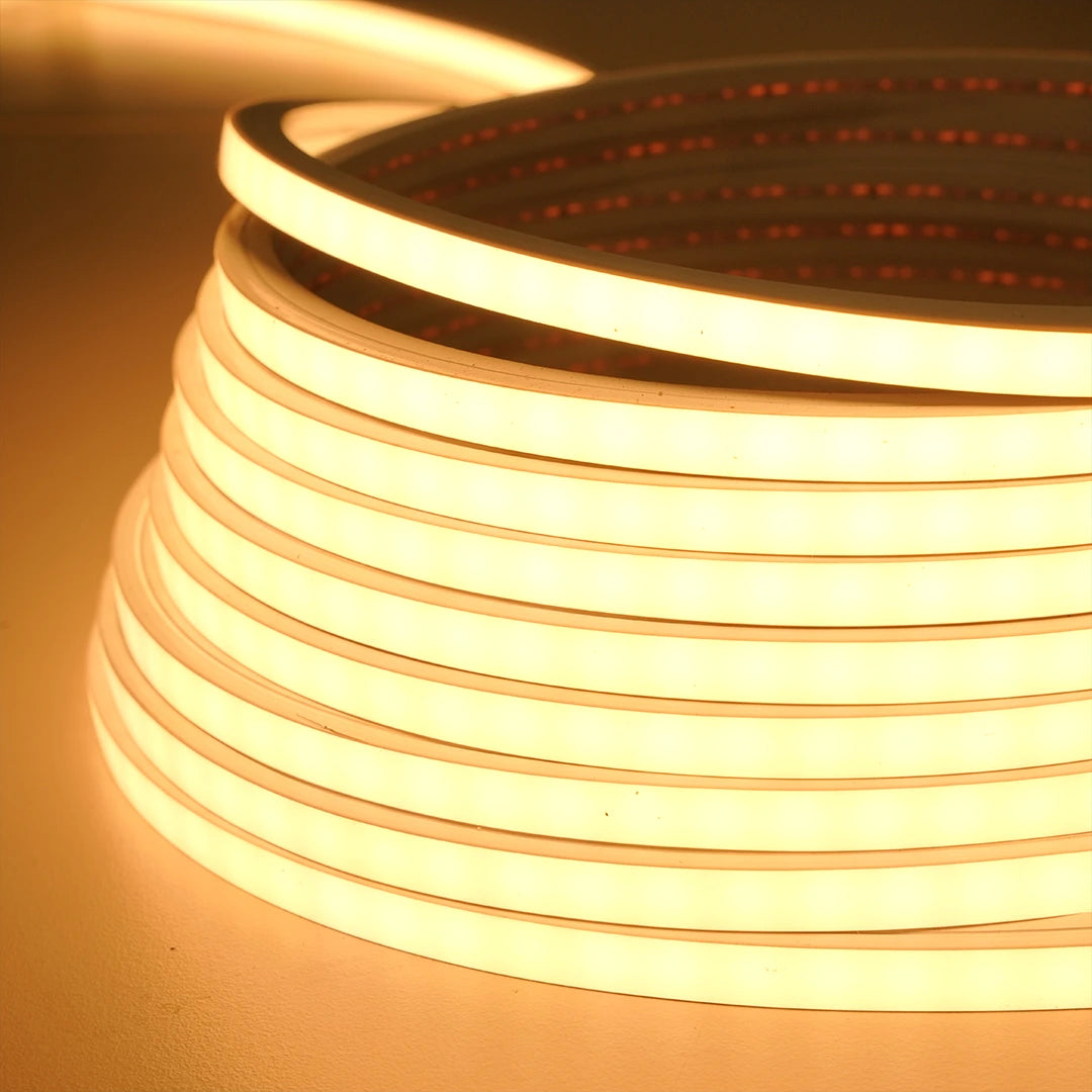 : 8 mm×8 mm flexible silicone neon profile light with front bend, IP65 rated, 5 m length.