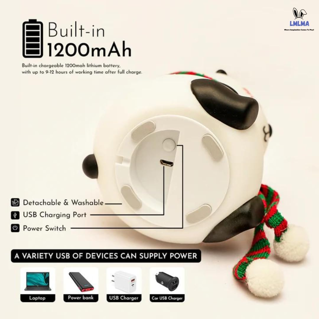 Soft silicone panda LED night light, a cute and safe choice for toddlers.