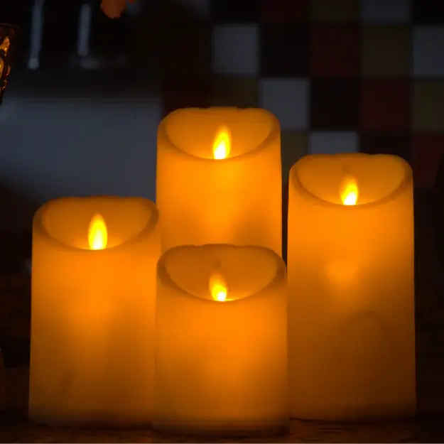 LED pillar candle for table decoration with warm light