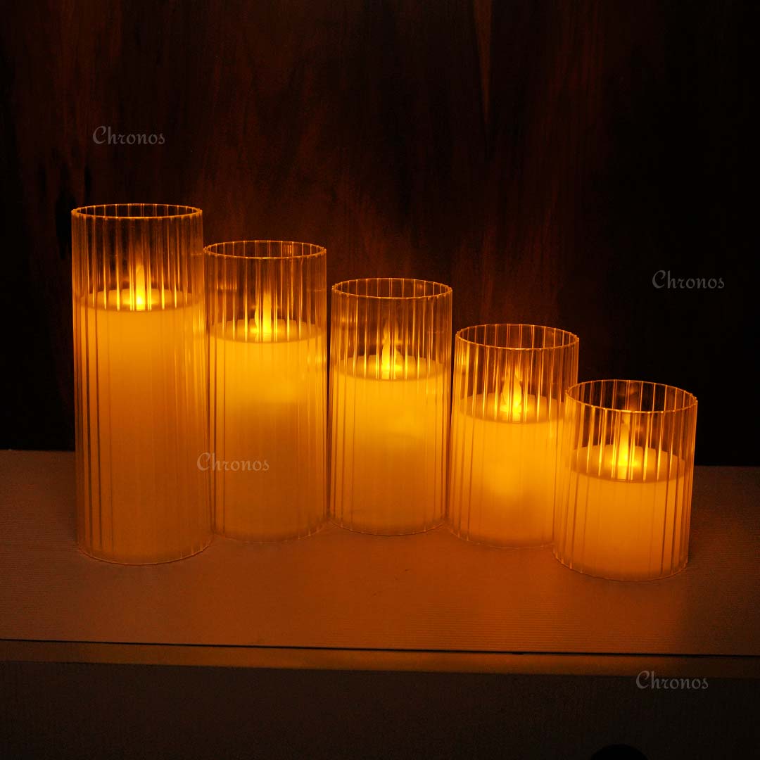Transparent LED pillar candle for festive decoration and celebration lighting