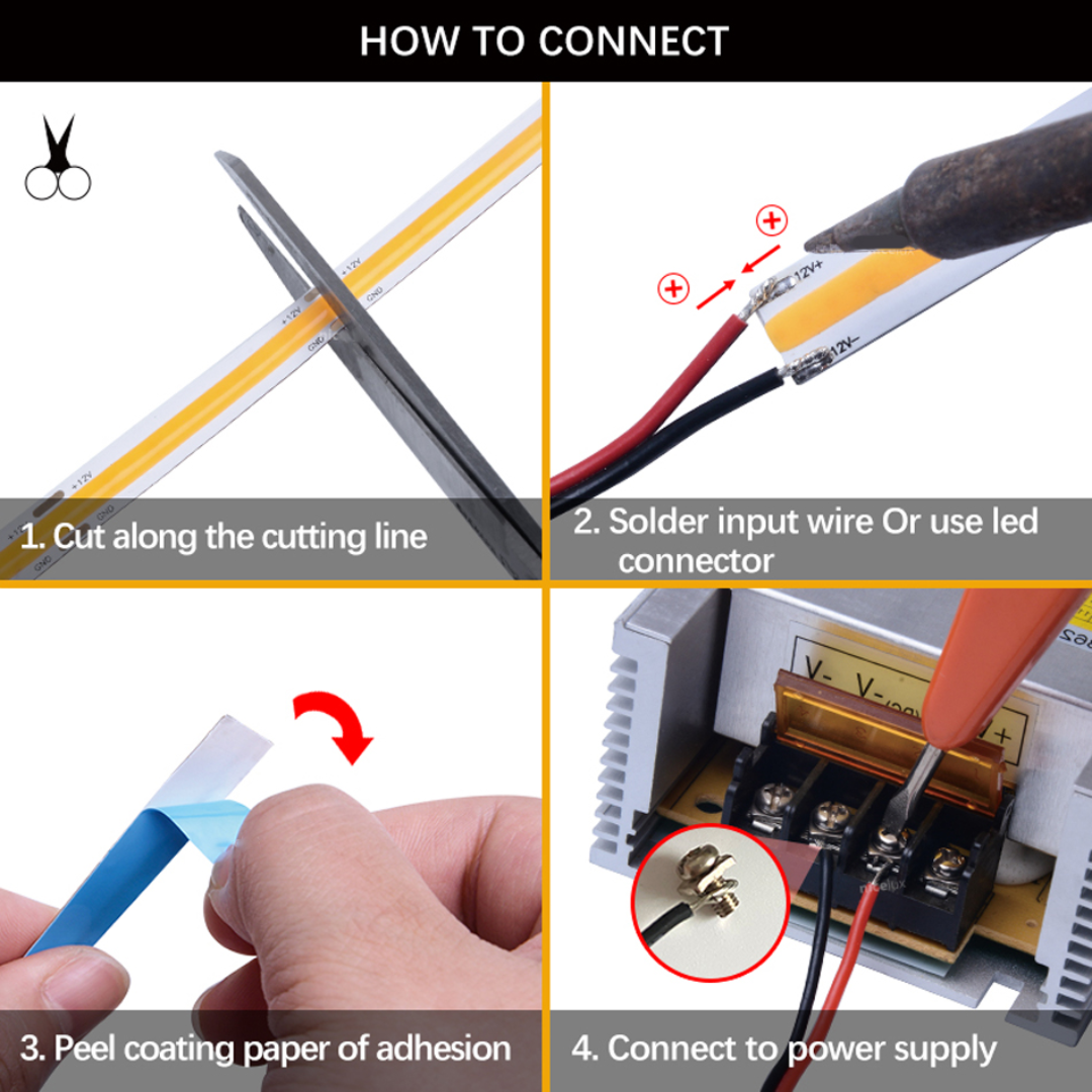 Ultra Bright 8mm Ice Blue COB LED Strip – 12V, 5M – Ideal for Ambient Lighting