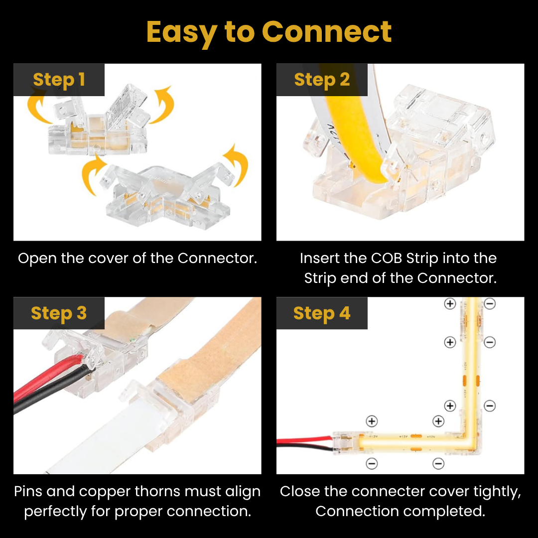Under-cabinet kitchen lighting using solderless LED connectors.