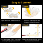 Under-cabinet kitchen lighting using solderless LED connectors.