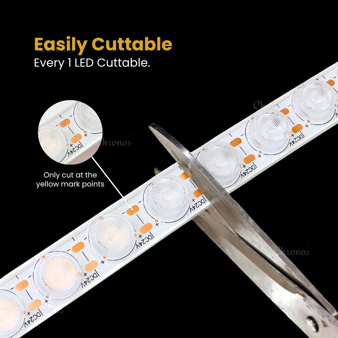 Uniform wall wash LED light with flexible strip design and stable 24V performance