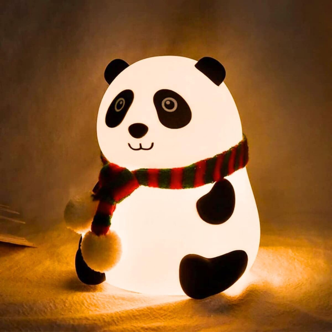 USB rechargeable panda night light, soft and safe, ideal for kids' room decor.