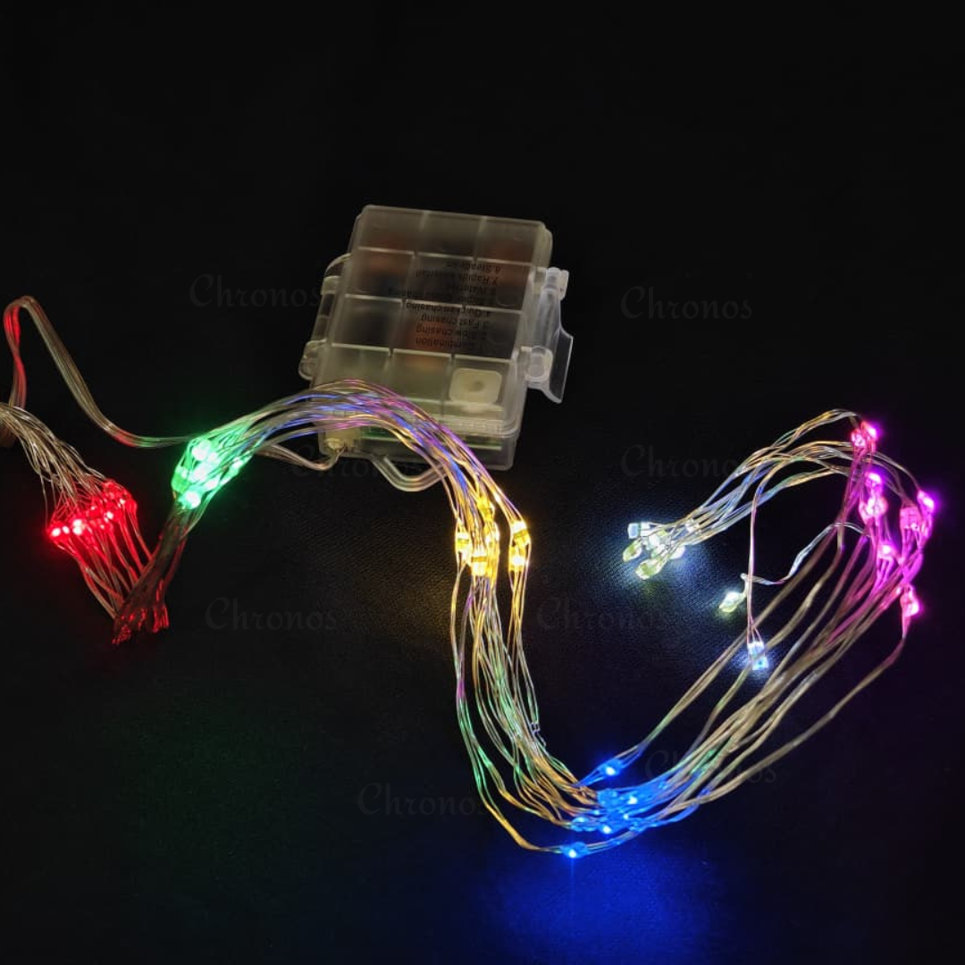 Vibrant RGB copper wire fairy lights powered by batteries for portable use