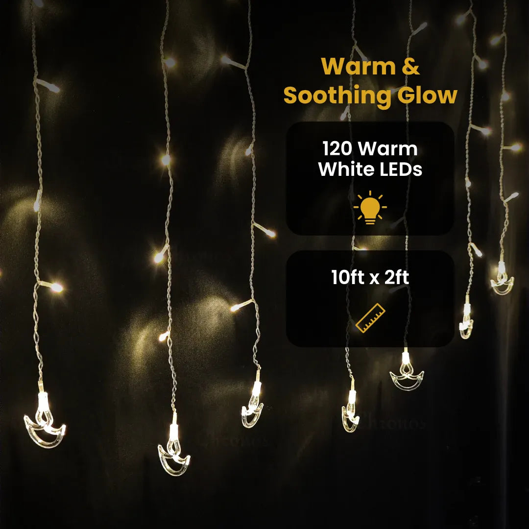 Warm white LED golden leaves fairy curtain lights for festive home decoration
