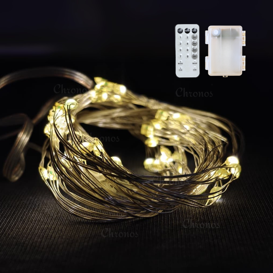 Warm white waterfall fairy lights with remote control and multiple lighting modes
