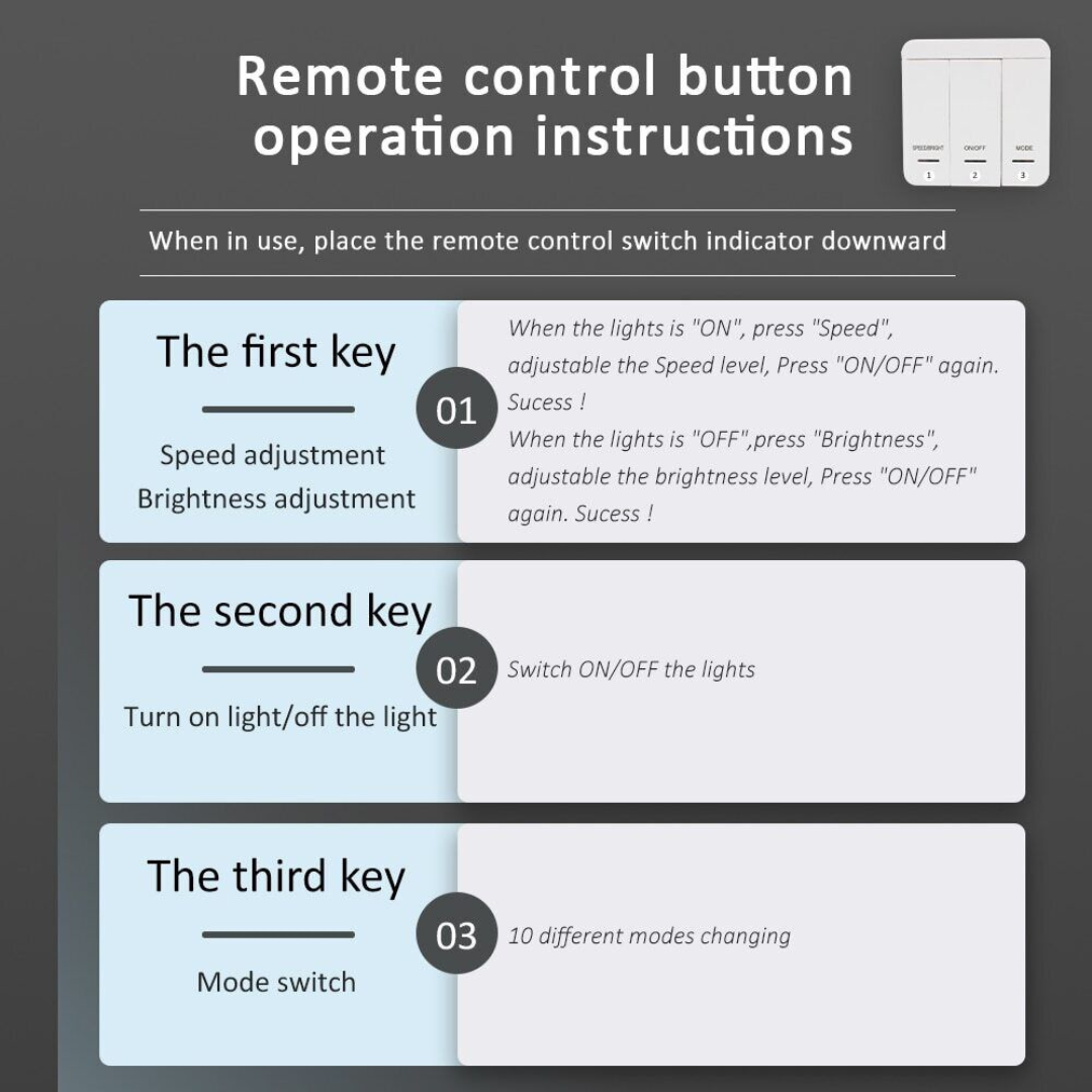 Wireless remote controller for WS2811 LED strip lights with multiple modes
