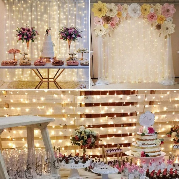 Medium size curtain LED lights with 240 LEDs for bedroom and balcony ambience