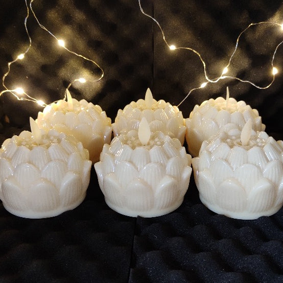 Lotus LED Moving Wick Candle | Warm White | Pack of 6 | Chronos