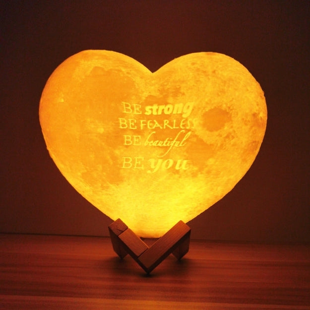 Personalized 3D Heart Shaped Moon Lamp with Photo and Message Customization CHRONOS
