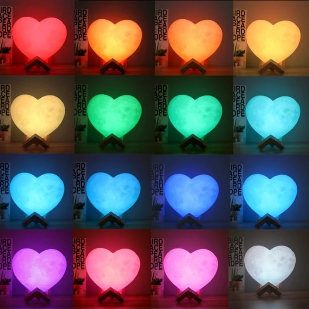 Personalized 3D Heart Shaped Moon Lamp with Photo and Message Customization CHRONOS