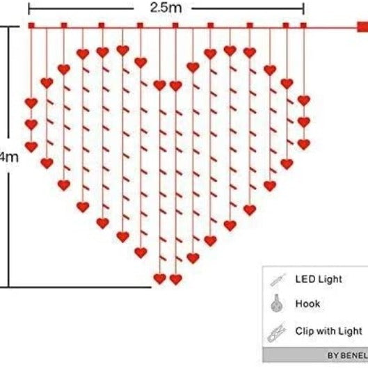 LED Curtain String Lights with Photo Clips - Heart Shape  | Chronos