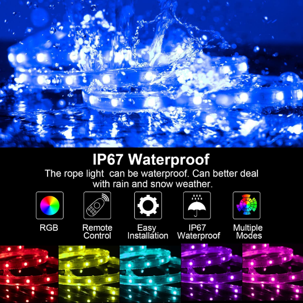LED RGB Strip Rope Light | IP67 Waterproof Multi Color Changing Chronos Lights