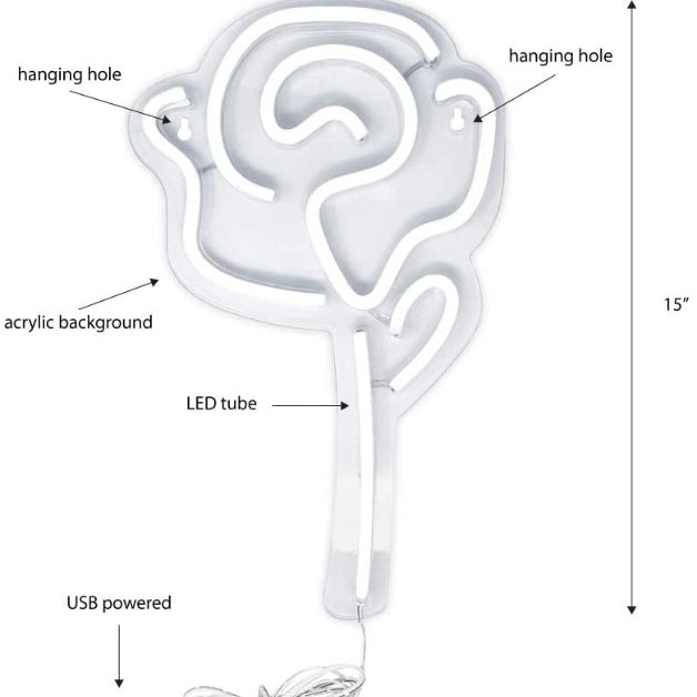 Neon Sign Light | Wall Hanging | Rose