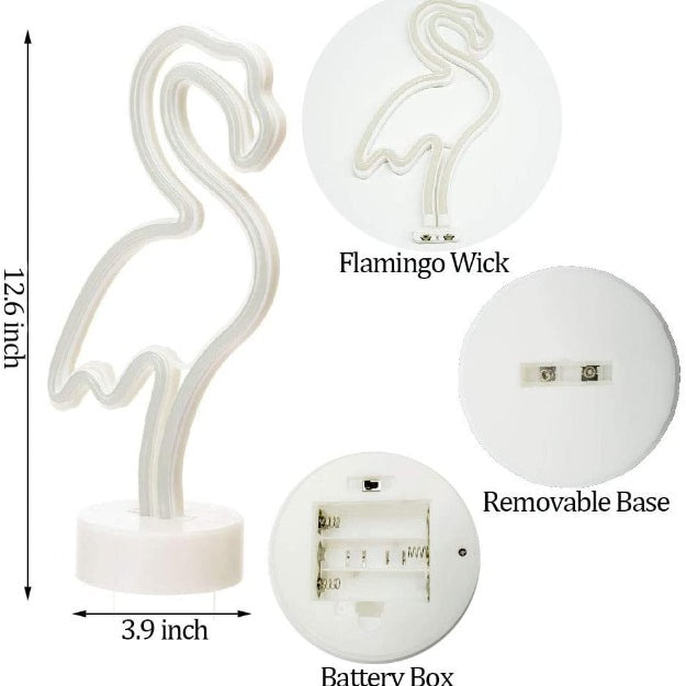 Neon Sign Table Lamp Battery & USB Operated Flamingo