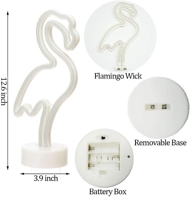 Neon Sign Table Lamp Battery & USB Operated Flamingo