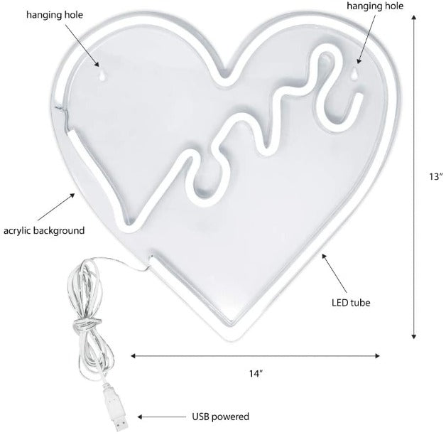Neon Sign Light | Wall Hanging | Love Heart