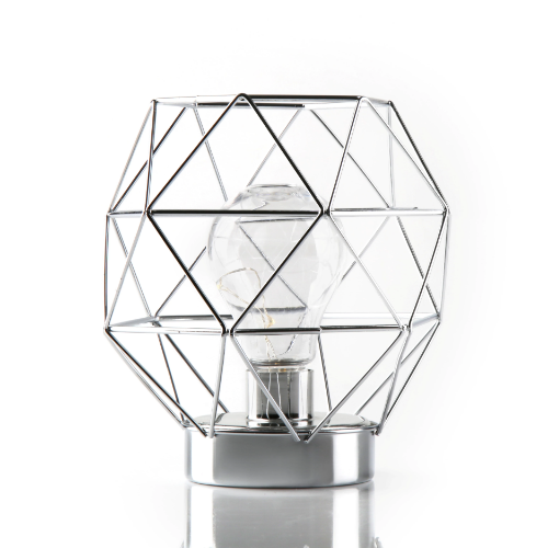 Geometric Metal Cage Lamp - Silver - Chronos
