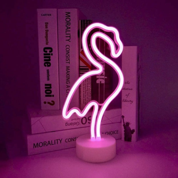 Neon Sign Table Lamp Battery & USB Operated Flamingo