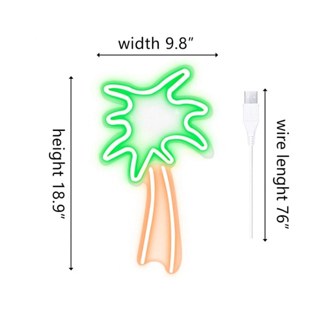 Neon Sign Light | Wall Hanging | Palm Tree