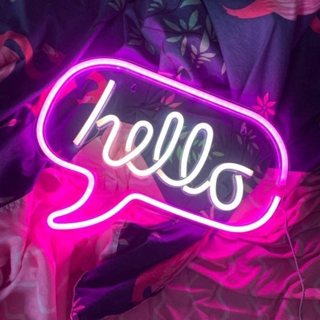 Neon Sign Light | Wall Hanging | Hello