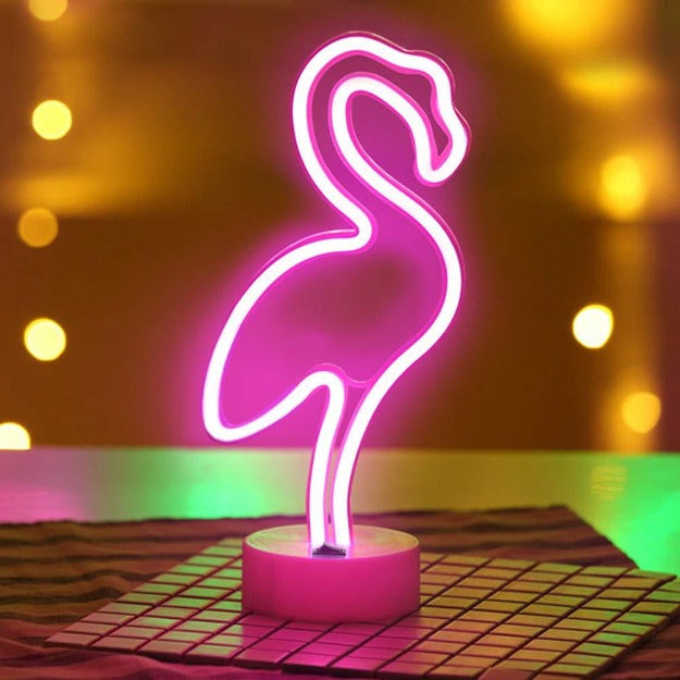 Neon Sign Table Lamp Battery & USB Operated Flamingo
