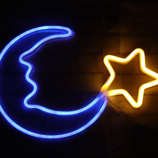 Neon Sign Light | Wall Hanging | Moon Star