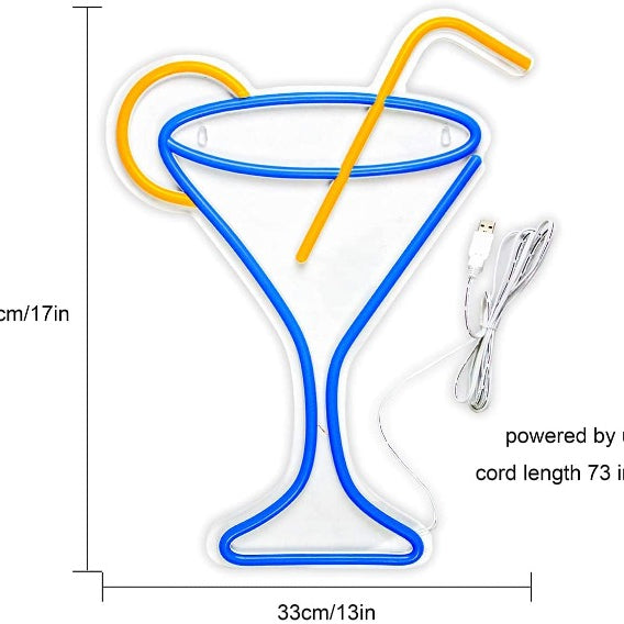 Neon Sign Light | Wall Hanging | Cocktail Glass